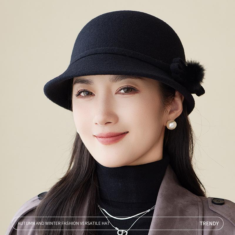 Women's Hat Fleece Warm Wool Basin Hat Casual Elegant Top Hat Autumn and Winter Bucket Hat