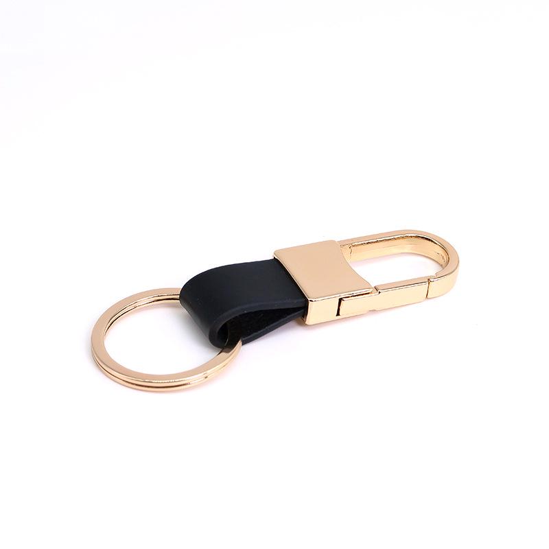 Men's Genuine Leather Car Keychain with Zinc Alloy Waist Clip and Customizable Laser Logo