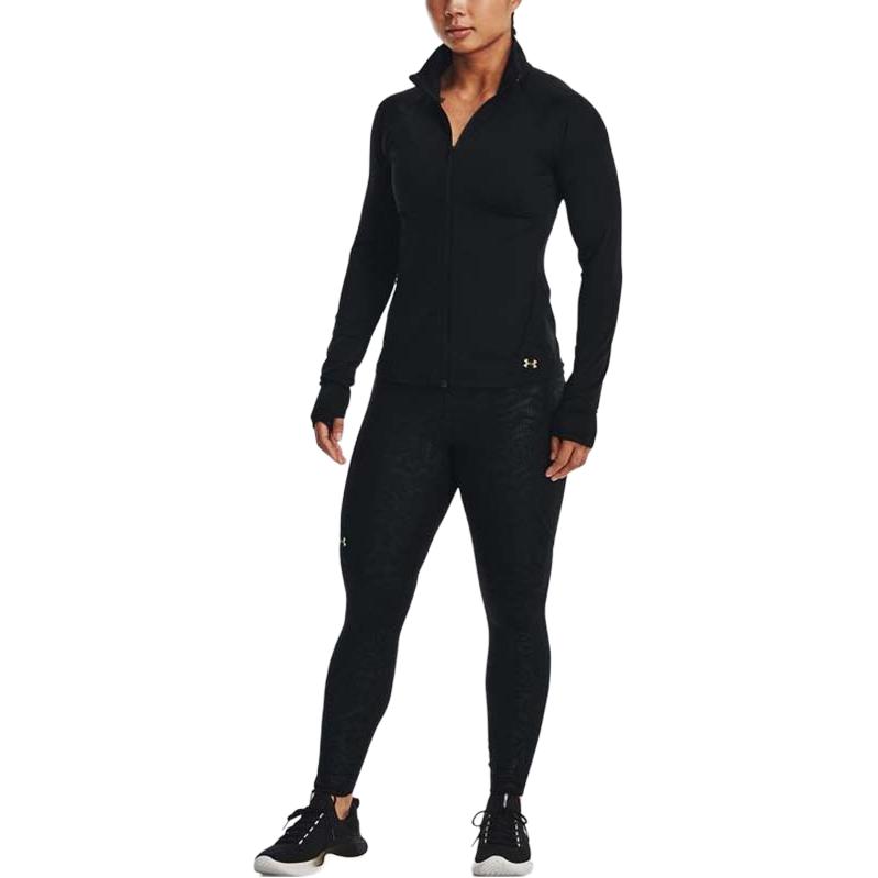 Under Armour Rush Μονόχρωμο Λογότυπο Αθλητικό Μπουφάν με Φερμουάρ Γυναικεία Μπουφάν Μαύρο 1379044-001