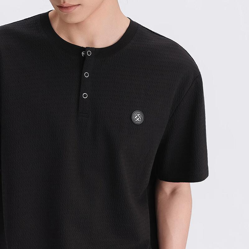 GXG Men's Textured Henley Short Sleeve Knit T-shirt
