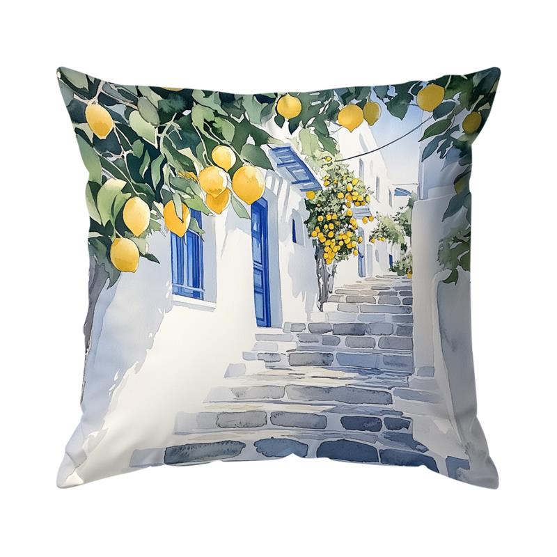 Home Decor Lemon & Coastal Scenes Pillow for Home Decor Pattern Cushion Cover Suitable for Sofa Bedroom Car Pillow Cover