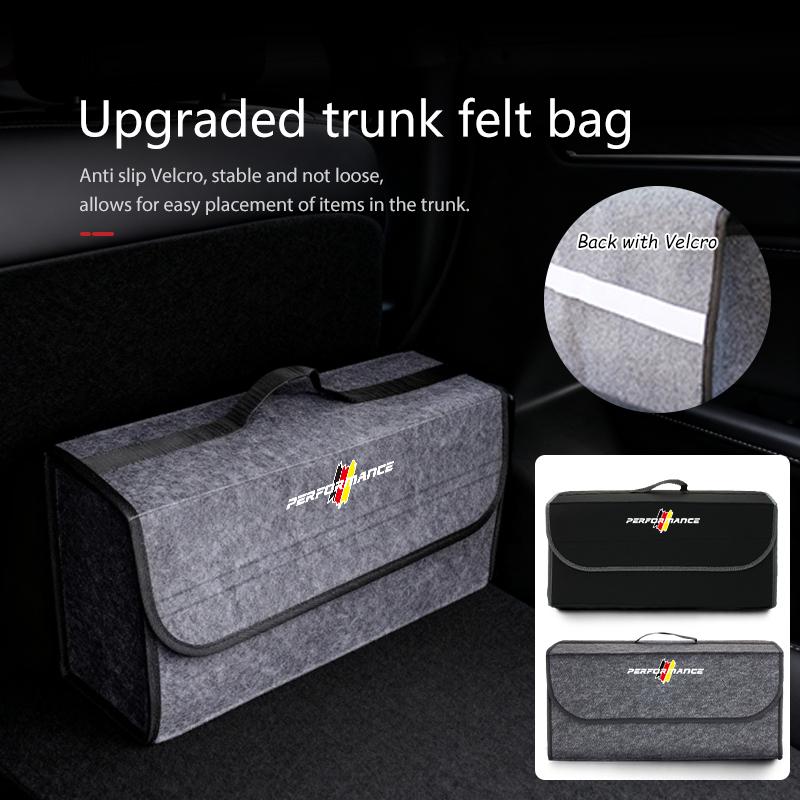 AAACF1 Felt Car Trunk Folding Organizer Bag Foldable Trip Storage Box For BMW Performance 1 3 5 7 Series M E93 F20 iX1 iX2 iX3 iX5 iX6