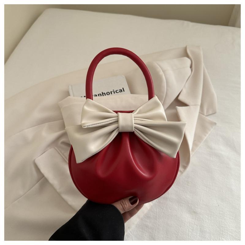 

Designer Style Butterfly Bow Handbag for Women,Contrast Color Small Round Purse,Trendy Shoulder Bag with Niche Fashion Versatile червоний