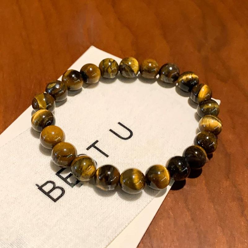 Tiger-eye Stone Mosaic Beaded Bracelet for Women, Suitable for Autumn and Winter, A Unique and Vintage Style Accessory.