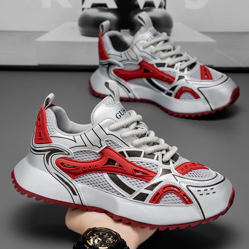 2025 summer new breathable color matching thick-soled heightening dad shoes fashionable versatile light sports leisure trendy men's shoes