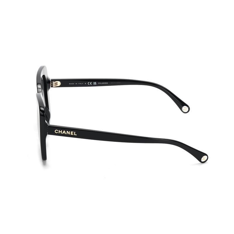 CHANEL Logo Irregular Sunglasses Women's Black