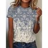 T-shirt Geometriche Stile Etnico alla Moda Maglietta a Manica Corta Oversize da Donna Stampa 3D Retrò Top Harajuku Magliette Abbigliamento Donna