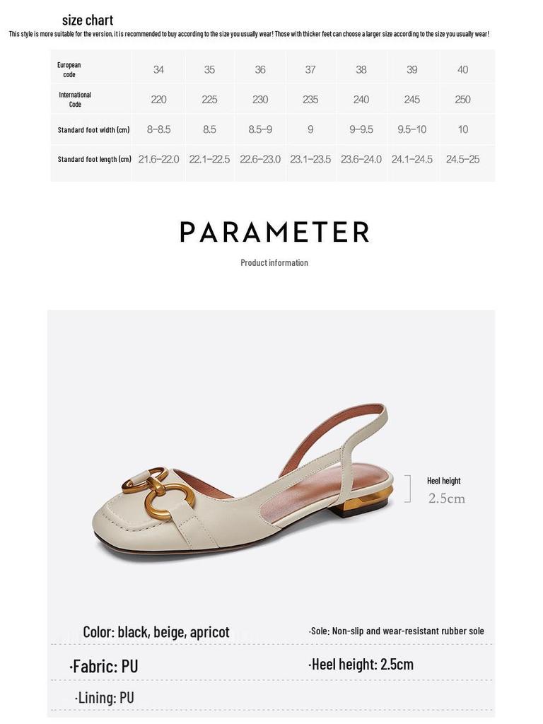 2024 Spring/Summer Women's Retro Peep-Toe Sandals with Metal Buckle and Low Block Heel