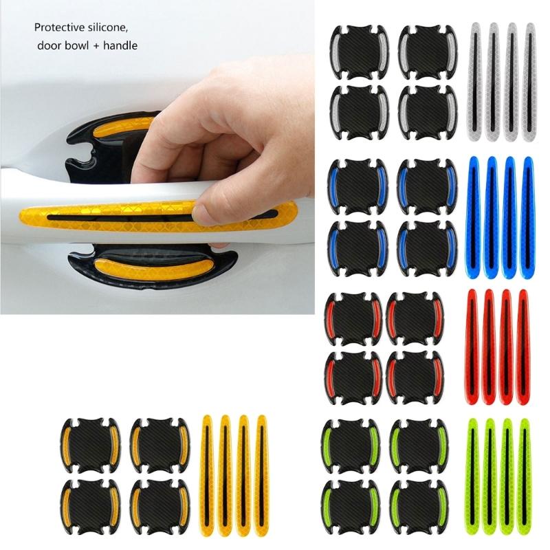 High Visibility Reflective Car Handle Protectors with Grip Texture Multipurpose Auto Door Handle 8pcs for Night Safety