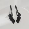 Elegant Long Tassel Black Earrings for Women - No Piercings Needed