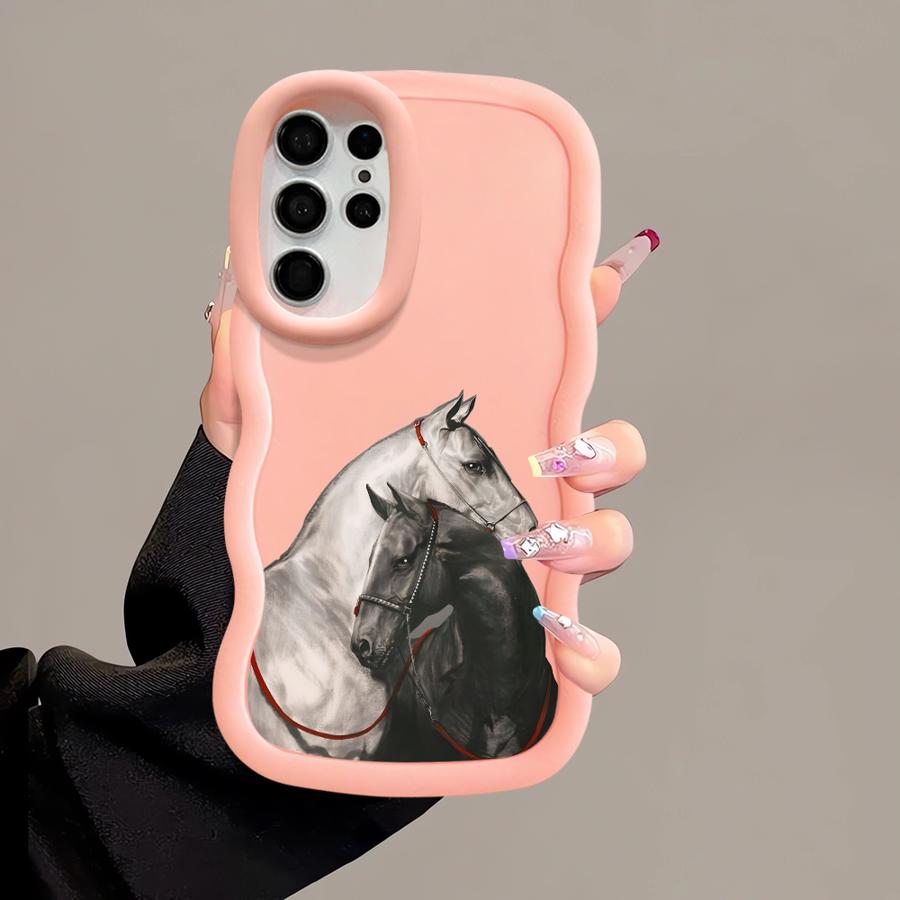 White Black Horse Case for Samsung Galaxy S20 FE S23 Plus A26 S22 Ultra S21 S24 S25 A25 Soft Phone Cover A54 A55 A35 A24 A36 A34