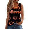 Women Sleeveless Tank Top Square Neck Ruched Halloween Print Casual Summer Blouse Lightweight Comfortable Fit