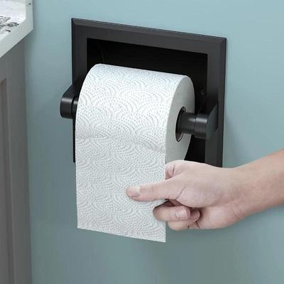Czarny Metalowy Uchwyt na Papier Toaletowy Wpuszczany Uchwyt na Papier Toaletowy ze Wspornikiem Montażowym Uchwyt na Papier Toaletowy do Montażu Ściennego w Łazience