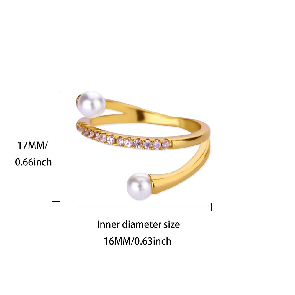 

Luxury Bow Stainless Steel Rings for Women Cubic Zirconia Golden Ring Artificial Pearl Wedding Jewelry Fashion Accessories Gifts Adjustable