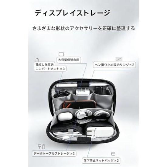 Gadget pouch case compact thin large capacity lightweight water-resistant storage 7 dividers organizing cables chargers stylus pens earphones business