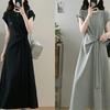 Summer Fashion Foreign Style Large Size Fat Mm Design Sense Lace-up Waist Dress Women's Thin Casual T-shirt Skirt