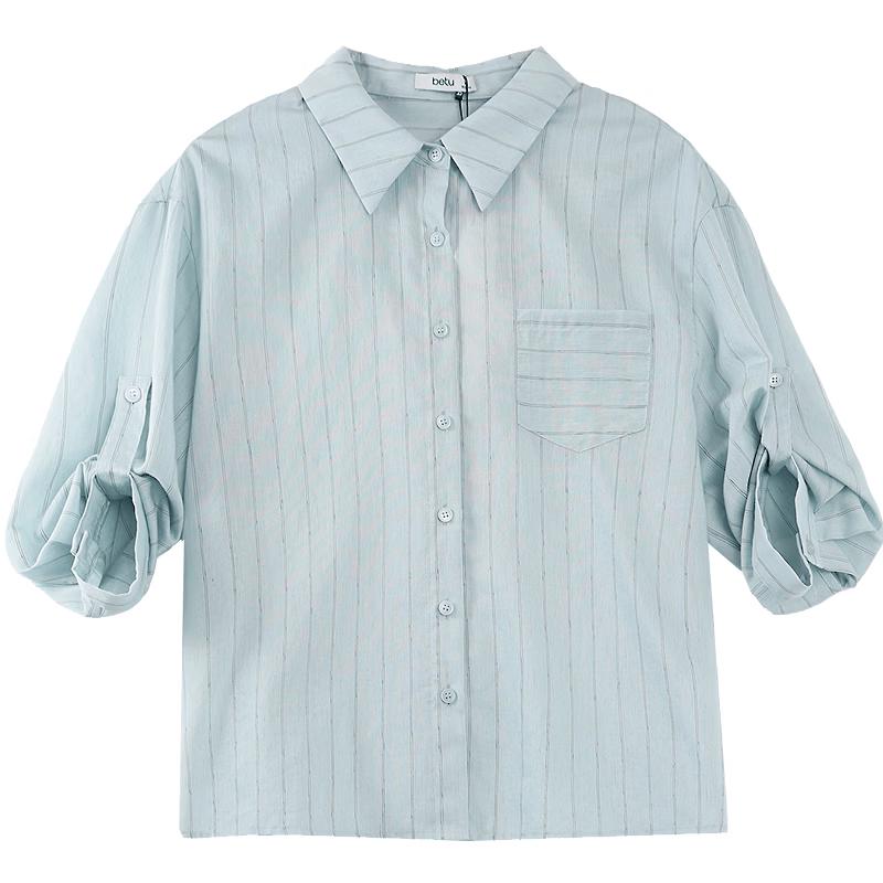 

Betu Women s Striped Seven-Sleeve Commuter Shirt L