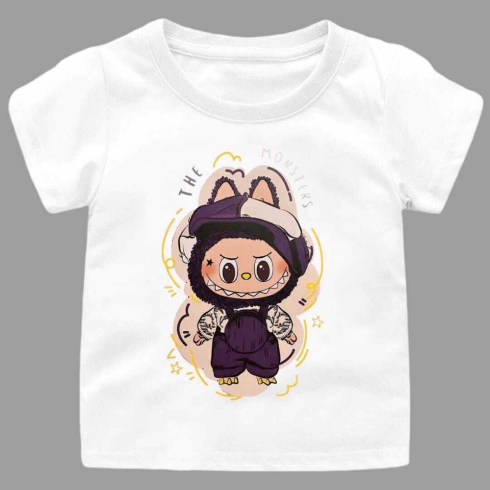 2025 New LABUBU Children's T-shirt Fashionable and Versatile Style Round Neck Short Sleeved Casual Girls' Top
