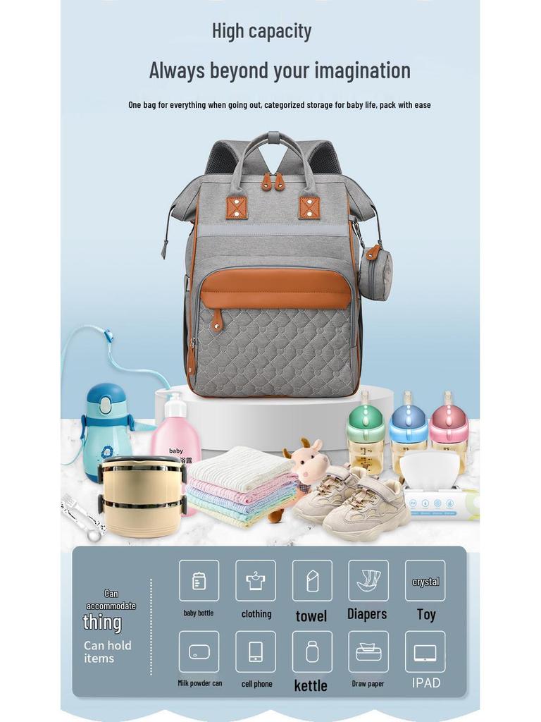 2024 High-End Winter Mommy Backpack: Wet & Dry Separation, Large Capacity, Double Shoulder, Perfect for Outings with Baby.