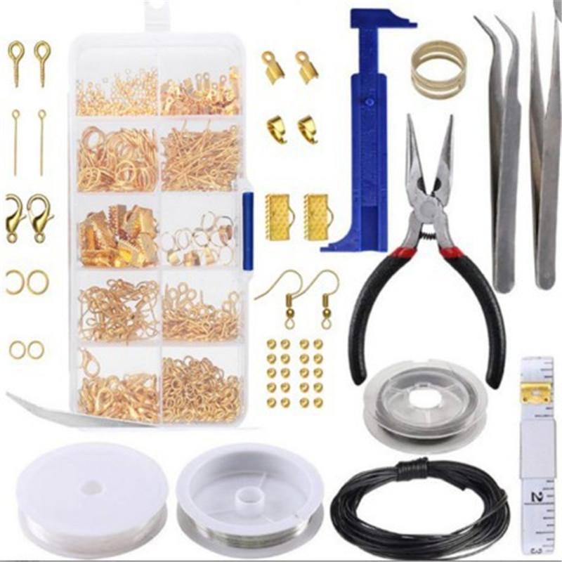 Diy Jewelry Accessories 10-Grid Boxed Earrings Jewelry Set, Ear Hook Open Ring Pointed Nose Pliers