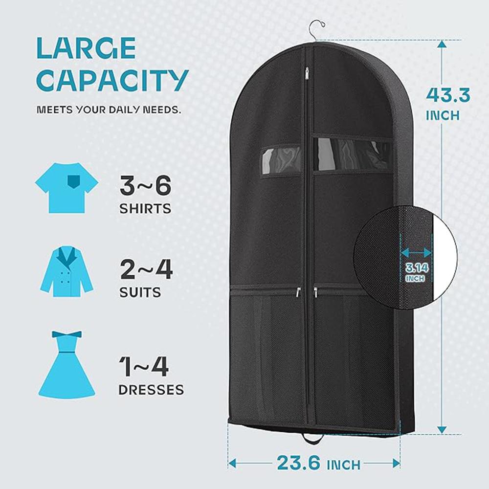 Garment Bags for Travel Clothes Dust Cover Hanging Garment Bags for Men Double Sides Zipper Large Pockets Storage Bag Closet Clo