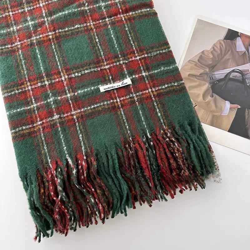 Versatile Red Plaid Scarf: Imitation Cashmere, Unisex, Autumn/Winter Style, Cozy Warmth for All