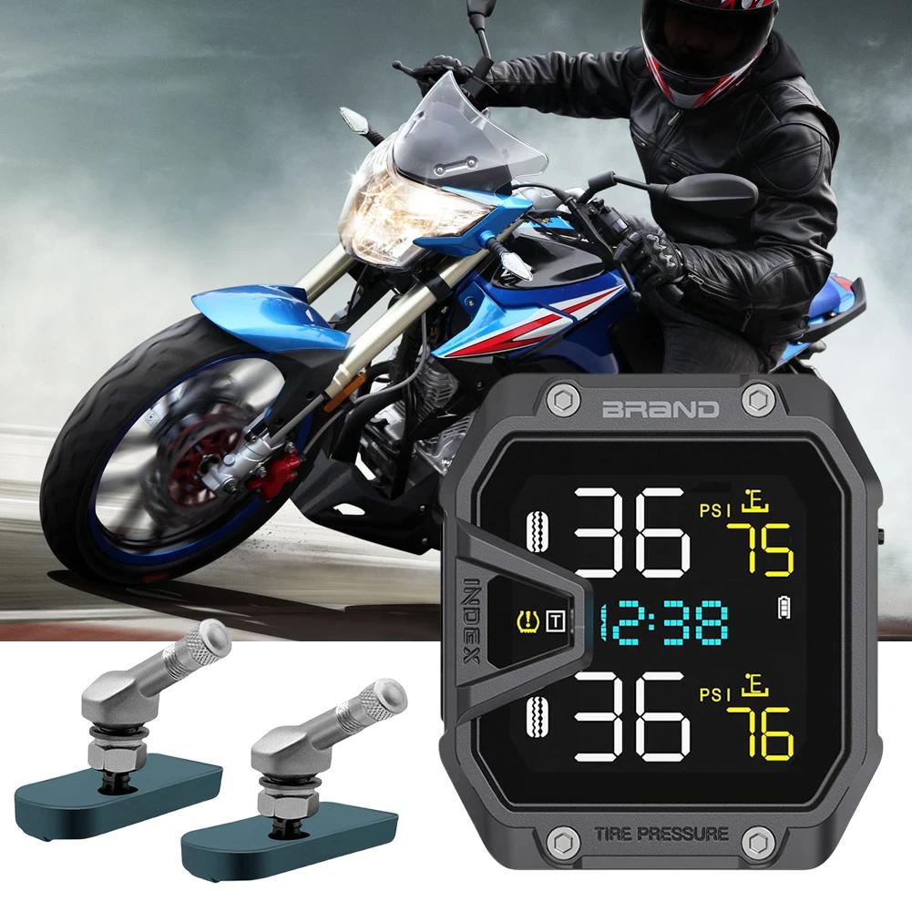 Motocyklový TPMS systém monitorování tlaku v pneumatikách se 2 senzory Motocyklový systém alarmu pro monitorování tlaku v pneumatikách IP65 Vodotěsný