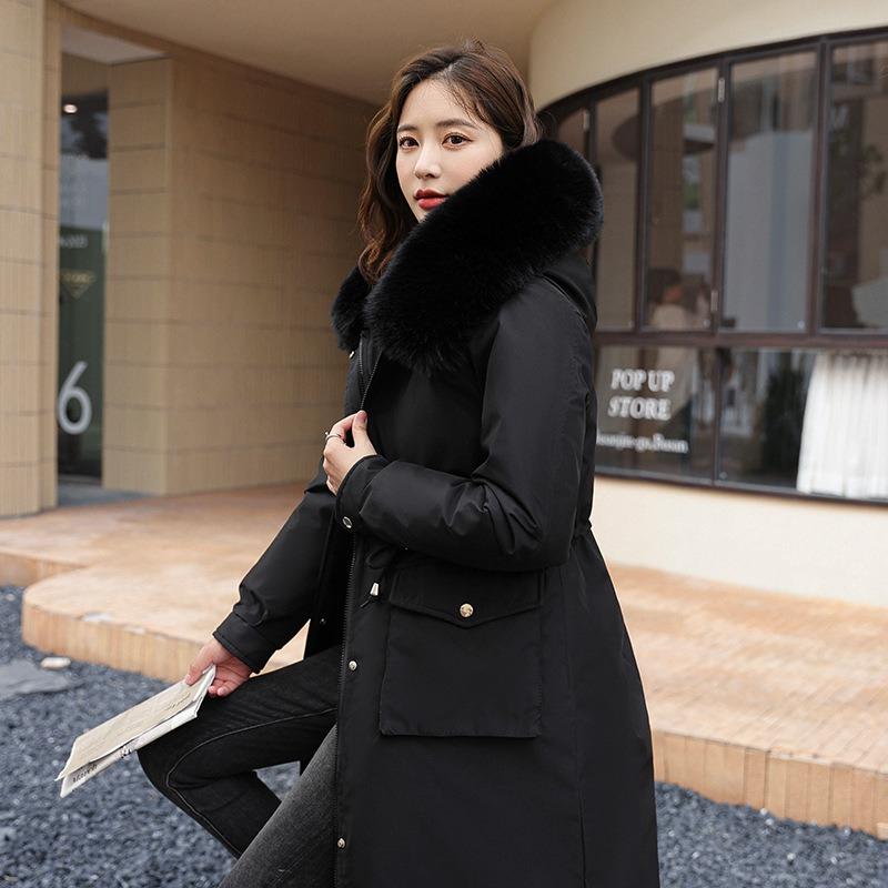New Versatile Long Hooded Fur Collar Padded Jacket Skinny Versatile Padded Jacket Padded Jacket Women's Jacket