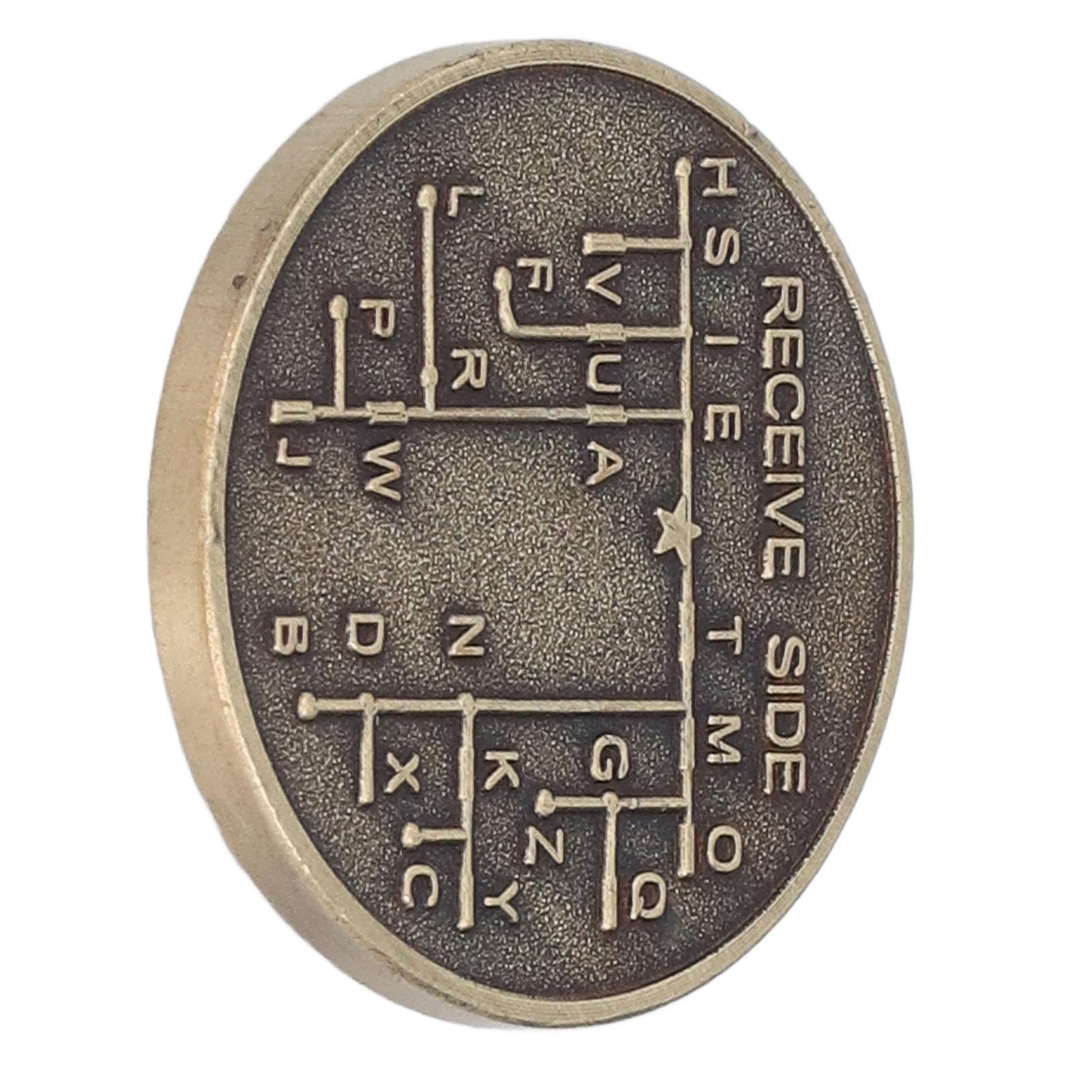 CW Morse Code Training Coin Galvanized Copper Encryption Language Coin for Amateur Radio Beginner 30x30x3mm galvanized copper