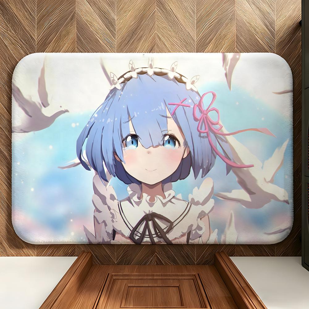 anime R-ReZero R-Rem Floor Mat Soft Flannel Floor Mat  Suitable for Entryways, Living Rooms, Bedrooms, and Bathrooms