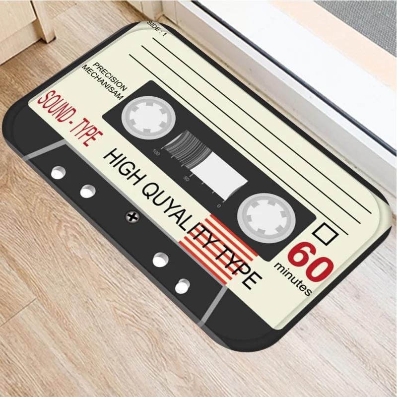 Retro Music Tape Pattern Doormat Home Decor Anti-slip Carpets Kitchen Bedroom Entrance Soft Floor Mat Washable Foot Mats