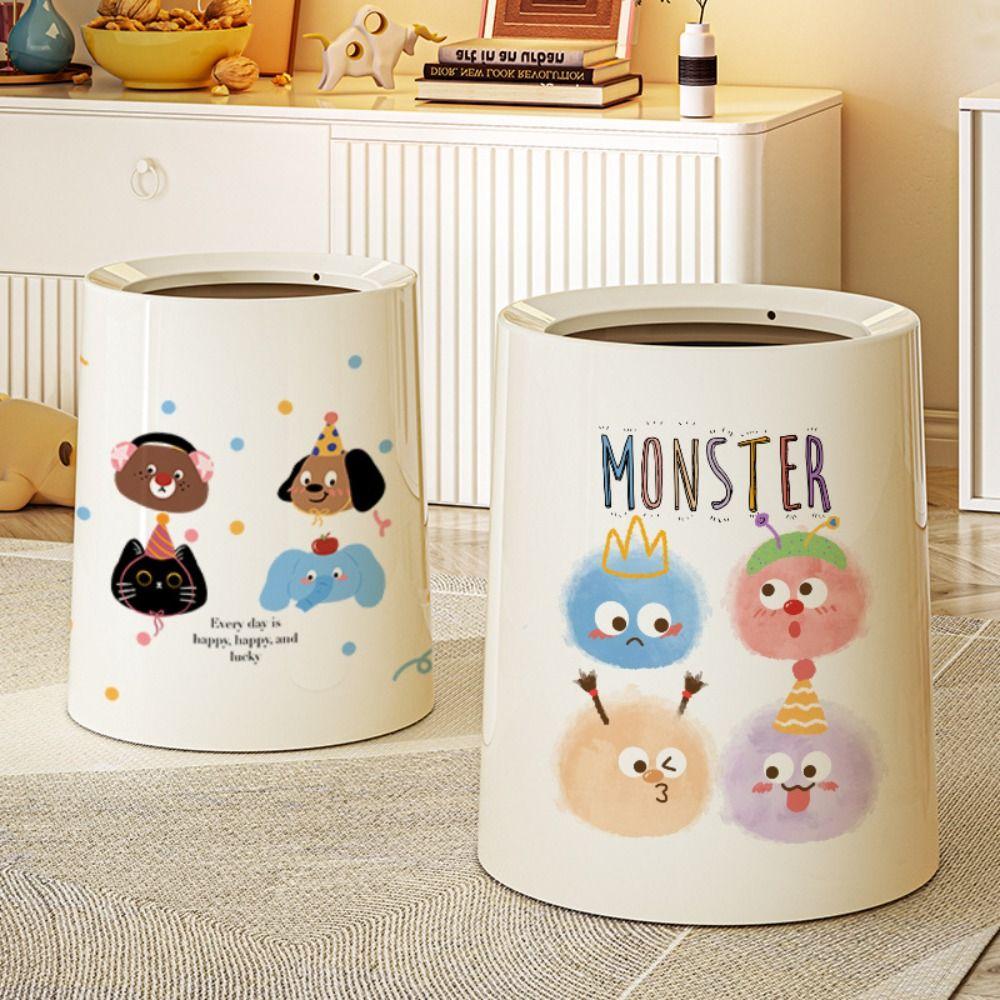 Cute Garbage Bin Plastic Paper Basket Dustbin Waste Bin Living Room