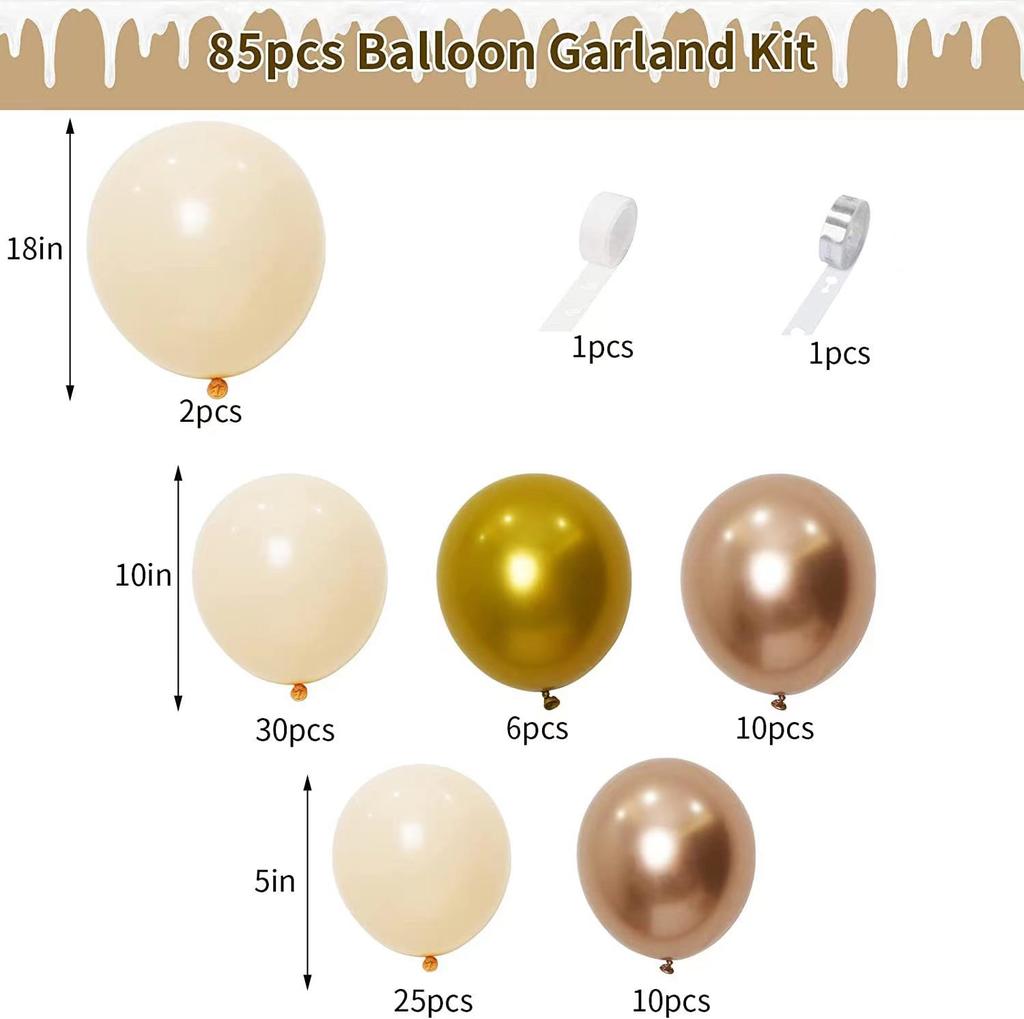 Vintage Ivory White Gold Balloon Set, Wind Birthday Wedding Party Event Decoration Balloons