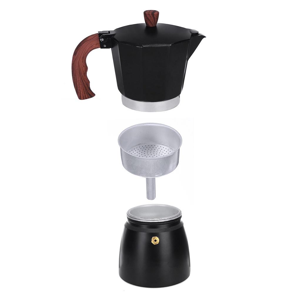 150ml/300ml Aluminium Mokka Espresso Kaffeekocher Kaffeemaschine Schwarz/Blau Moka Pot Herdplatten-Kaffeemaschine Kaffeemaschine 3 Tassen/6 Tassen