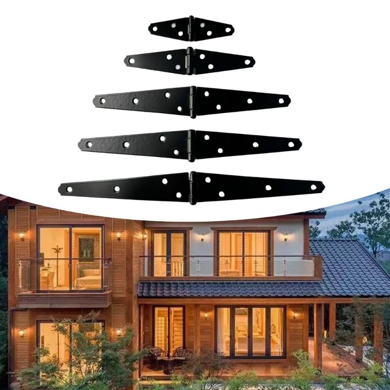 Iron Decorative Strap Hinge Black Shed Door Gate Hinges with Screws Heavy Duty Door Hinges for Outdoor Gates Fence