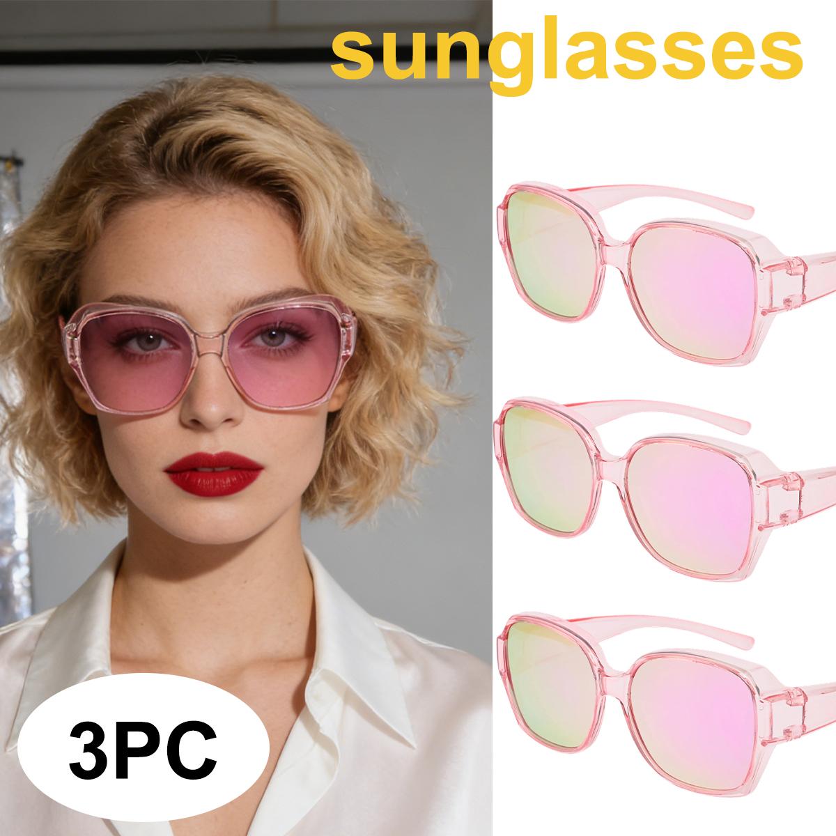 

3 Pack Oversized Over Glasses Sunglasses for Women Men Square Fit Over Polarized Sun Glasses UV400 T01
