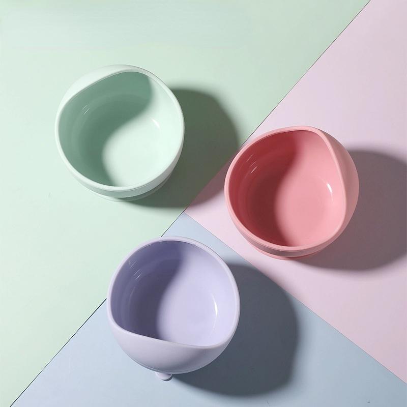 Children Lunch Silicone Tableware Baby Bowl Spoon Wooden Handle Silicone Spoon Cup Bowl Baby Silicone Bowl Lunch Feeding