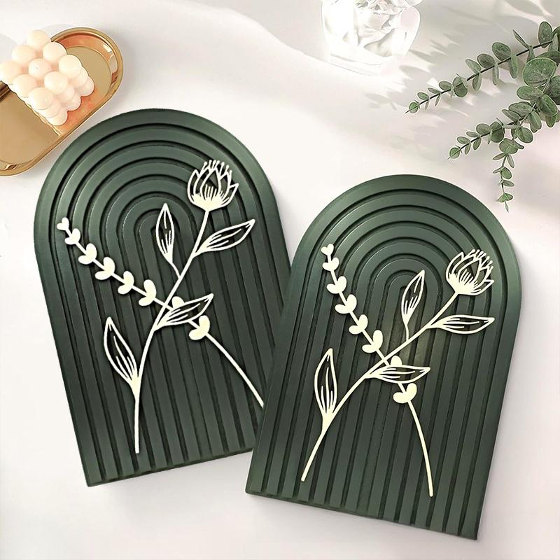 1PC Wooden Arch Kitchen Dresser Ornaments Bedroom Dark Green Living Room Wall Shelf Bohemian