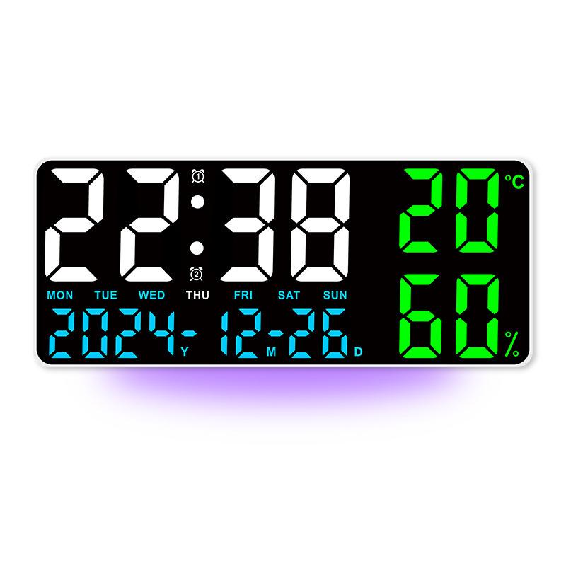 GH9002 Multi-functional Wall Clock: Large Font, Night Light, Temperature & Humidity Display, Multiple Alarms