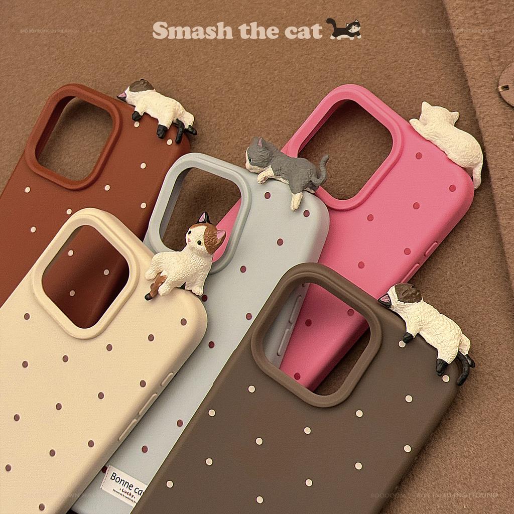 Cute Three Dimensional Tummy Cat Suitable for Iphone17 Phone Case  Apple 15promax Simple Polka Dot 13 Soft 16