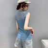 Summer V-neck Lace Stitching Pullover Sleeveless T-shirt Women's Ice Silk Vest Suspenders Slim Women's Knitted Bottoming Shirt