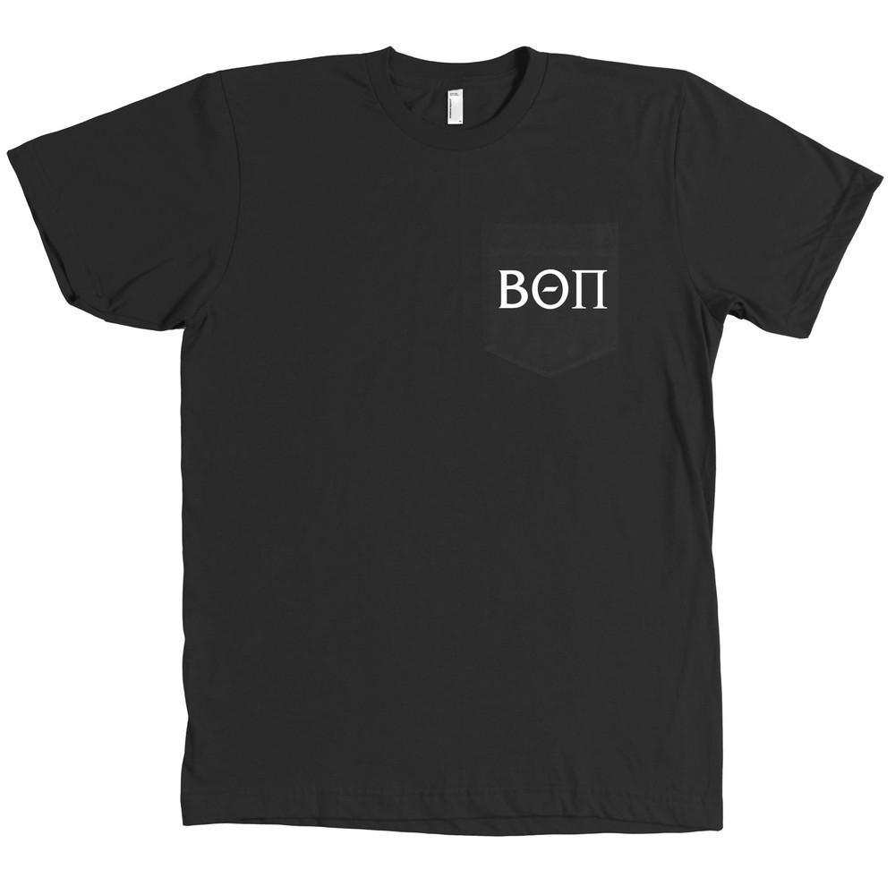 Beta Theta Pi Bella + Canvas POCKET Черная Футболка с Карманом для Братства Пи Тэта Пи НОВАЯ Унисекс Футболка S
