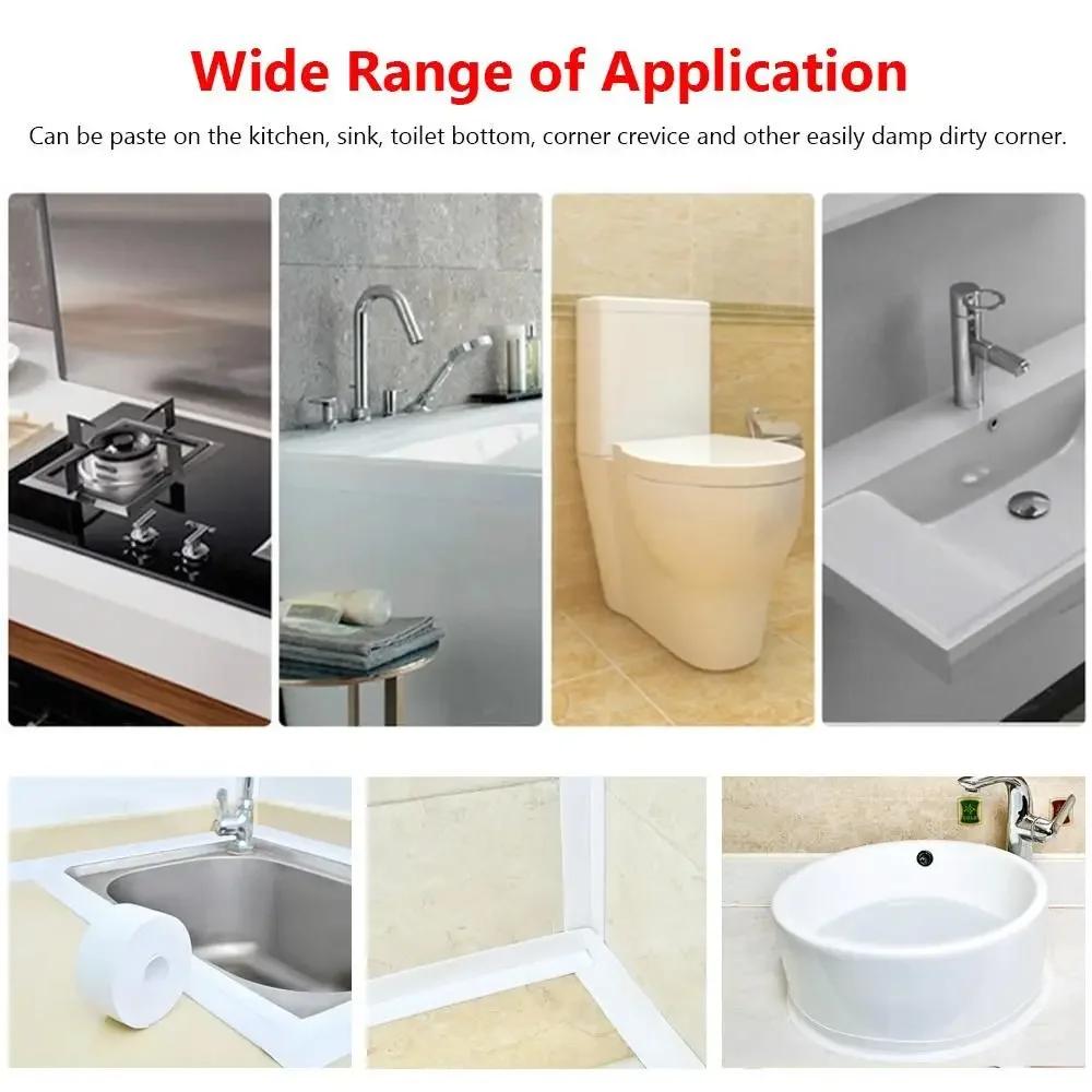 Waterproof Bathroom Kitchen Accessory - Self Adhesive Caulk Strip Sealant Tape for Shower Bath Side Wall Edges Anti-Mold Sink Ed