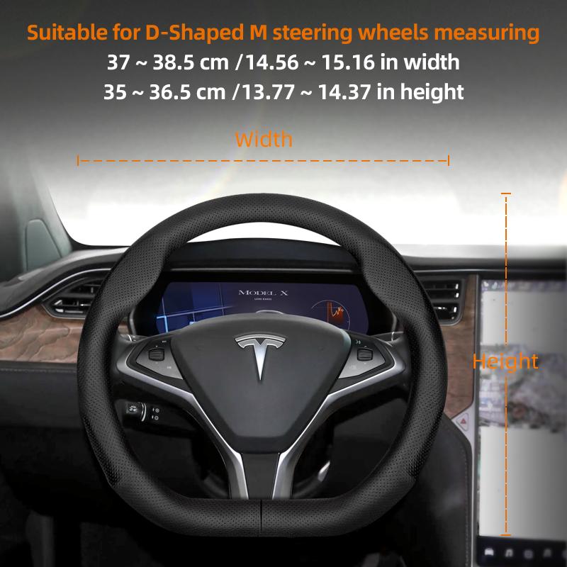 Geeignet für Tesla Ultra-Dünne Atmungsaktive Lederlenkradabdeckung Geeignet für Model 3 Y X S 2024