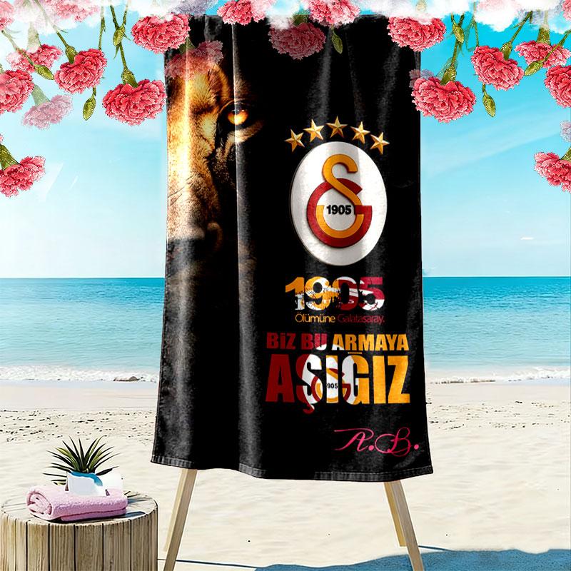 Galatasaray Edge Print Beach Towel, Large Soft Quick Dry Towel for Beach Camping Swimming