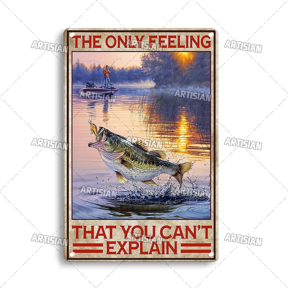 Artisian Fishing Metal Sign Sport Tin Plaque Lure Bait Decorative Poster Wall Decor Garage Bar Pub Club Hotel Cafe Kitchen Home