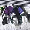 Giacca Leggera da Uomo Stile Hip-hop Autunno Primavera con Zip e Blocchi di Colore, Giacca a Vento Streetwear con Revers e Lettere