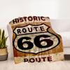 Historic Route 66 Metal Sign Wall DecorBlanket Flannel Throw Blanket for Sofa, Bed, Travel, Camping, Office, Couch, Chair, And Bed Gift for