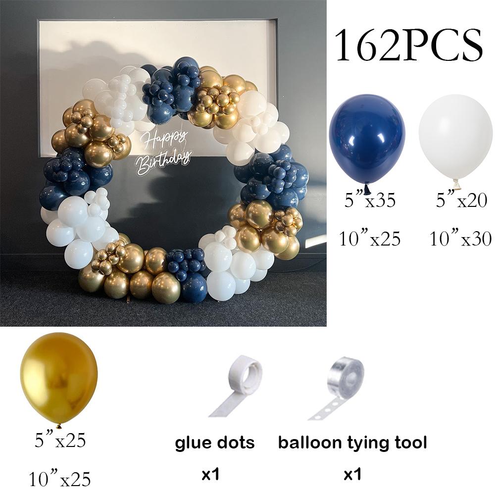

162pcs Royal Blue Balloons Garland White Gold Balloon Arch Kit Birthday Party Wedding Anniversary Baby Shower Decoration Globos AS Picture