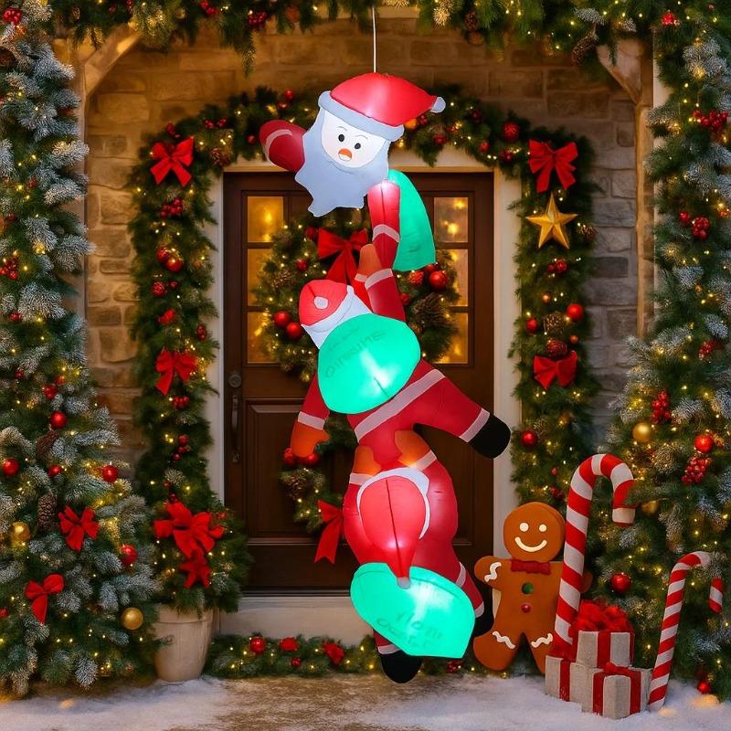 7.8FT/2.4M Inflatable Hanging Santa Claus, Funny Climbing Santa with LED Lights, Christmas Outdoor Yard Garden Holiday Decor
